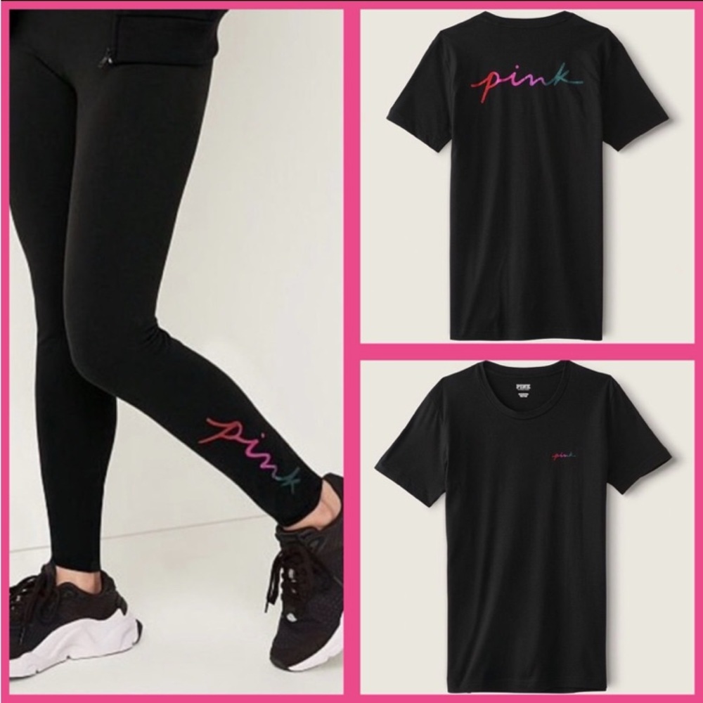 NWT VS PINK GRADIENT GLITTER SCRIPT LOGO SET - Picture 1 of 9